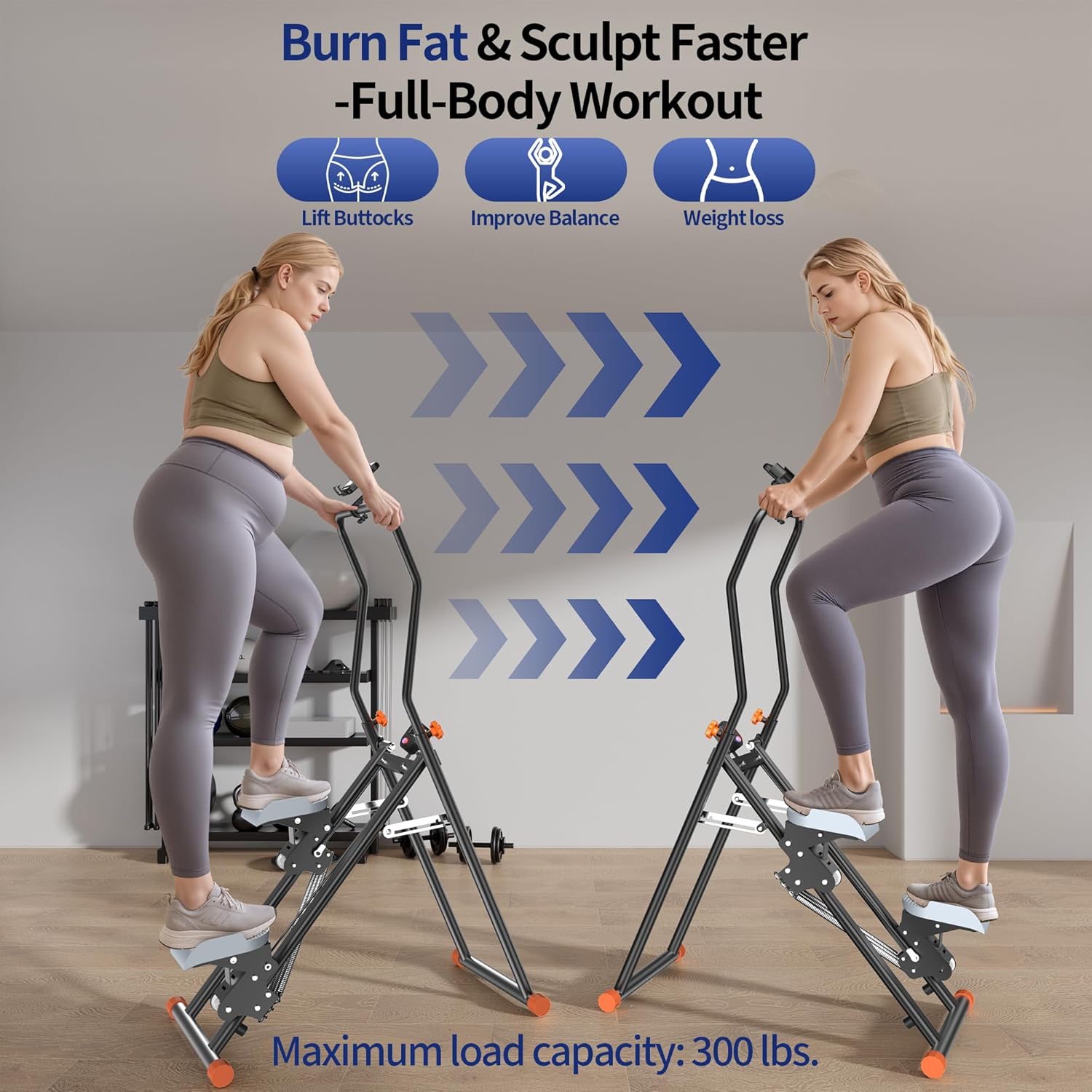 Stair Steppers with Resistance at Home Gym, Folding Vertical Climber Cardio Exercise Machine, Stair Climber for Full Body Workout with LED Display - Image 2
