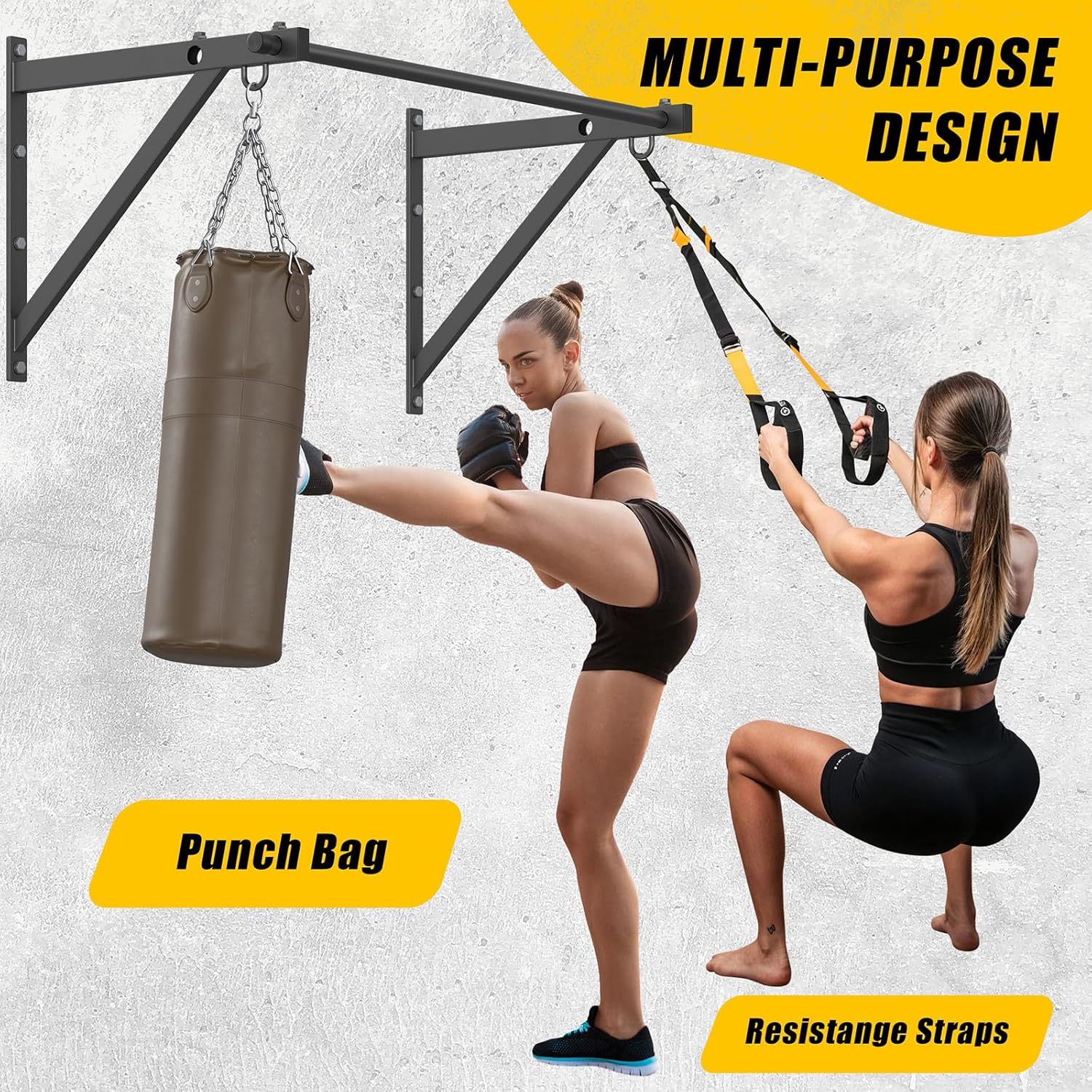 Wall Mounted Pull Up Bar, Adjustable Depth 51" Chin Up Bar, Strength Training Pull-Up Bars 500LBS Weight Capacity, Home or Garage Gym Chin Up Workout Training Station - Image 6
