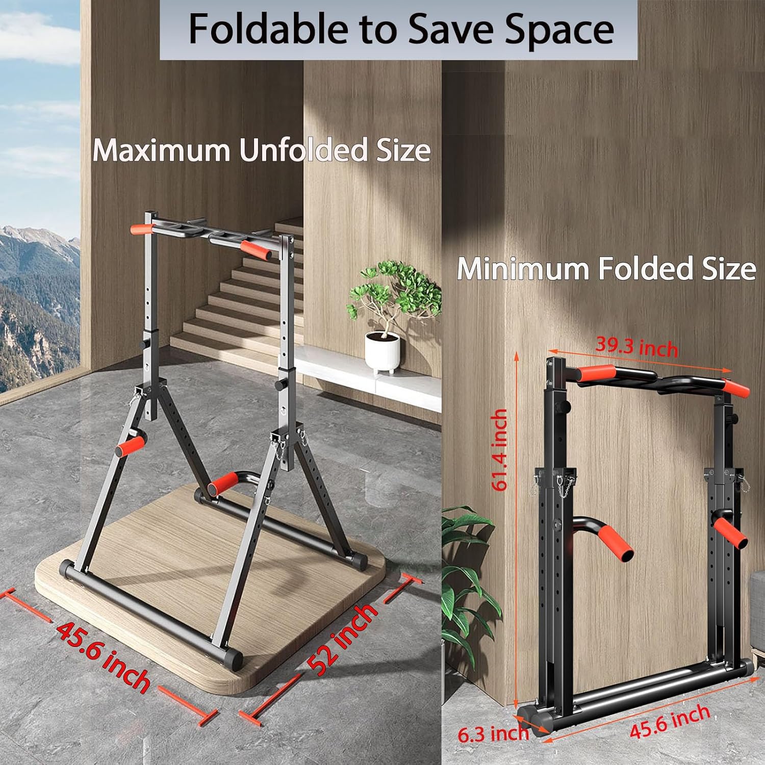 DOBESTS Foldable Power Tower Pull Up Bar Dip Station Adjustable Multifunction Workout Pull Up Tower Station Gym Strength Training Equipment for Home Outdoor, Triangular Legs, Support 700lbs - Image 3