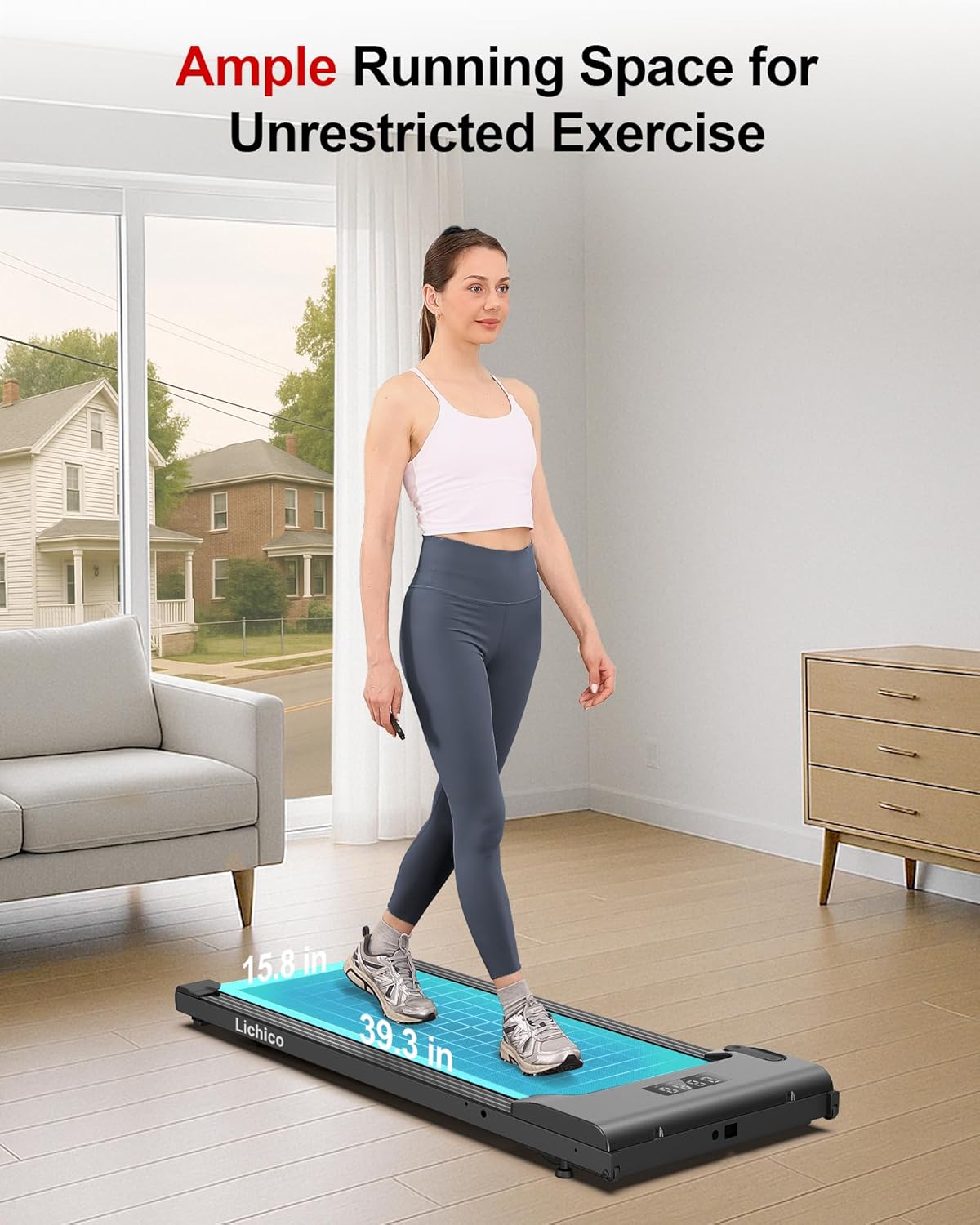 Lichico Walking Pad Under Desk Treadmill,Portable Small Treadmills for Home and Office,Super Quiet Brushless Motorized Walking Jogging Running Machine with Remote Control - Image 6