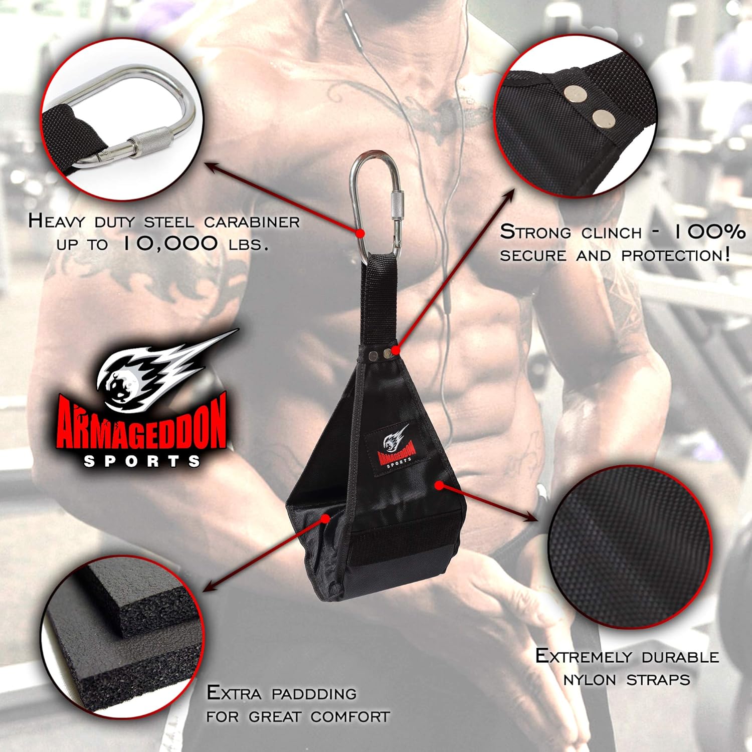 Premium Ab Slings Straps - Rip-Resistant Heavy Duty Pair for Pull Up Bar Hanging Leg Raiser Fitness - Ab Exercise Equipment, Superb Arm Padding for Abdominal Training Workout Equipment - Image 3