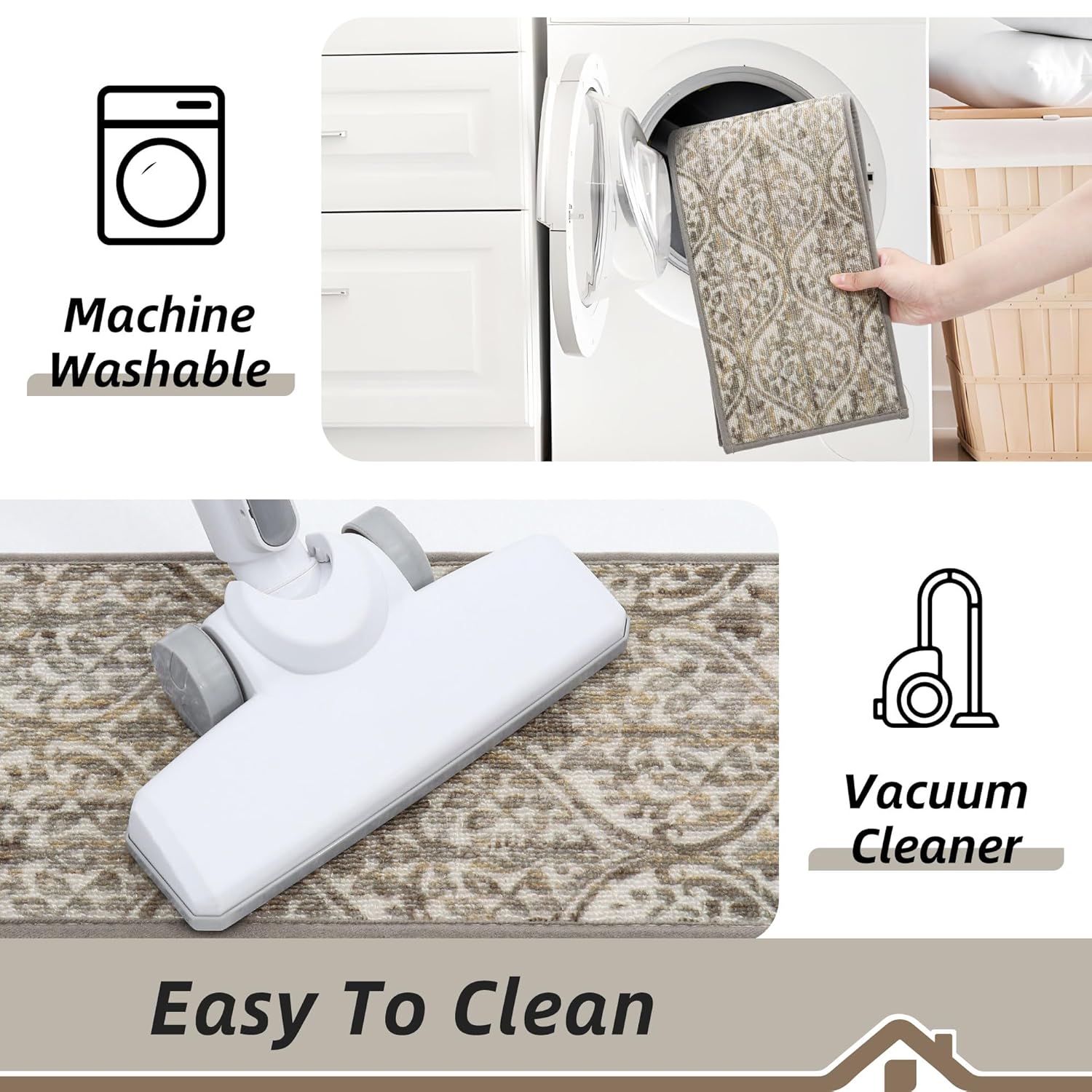 BEQHAUSE Stair Treads for Wooden Steps Non-Slip Machine Washable Carpet Stair Treads 8"X30" Soft Indoor Stair Runner for Kids Elders and Pets, 100% Polyester, TPE Backing, 15pcs, Beige/Malt Yellow - Image 4