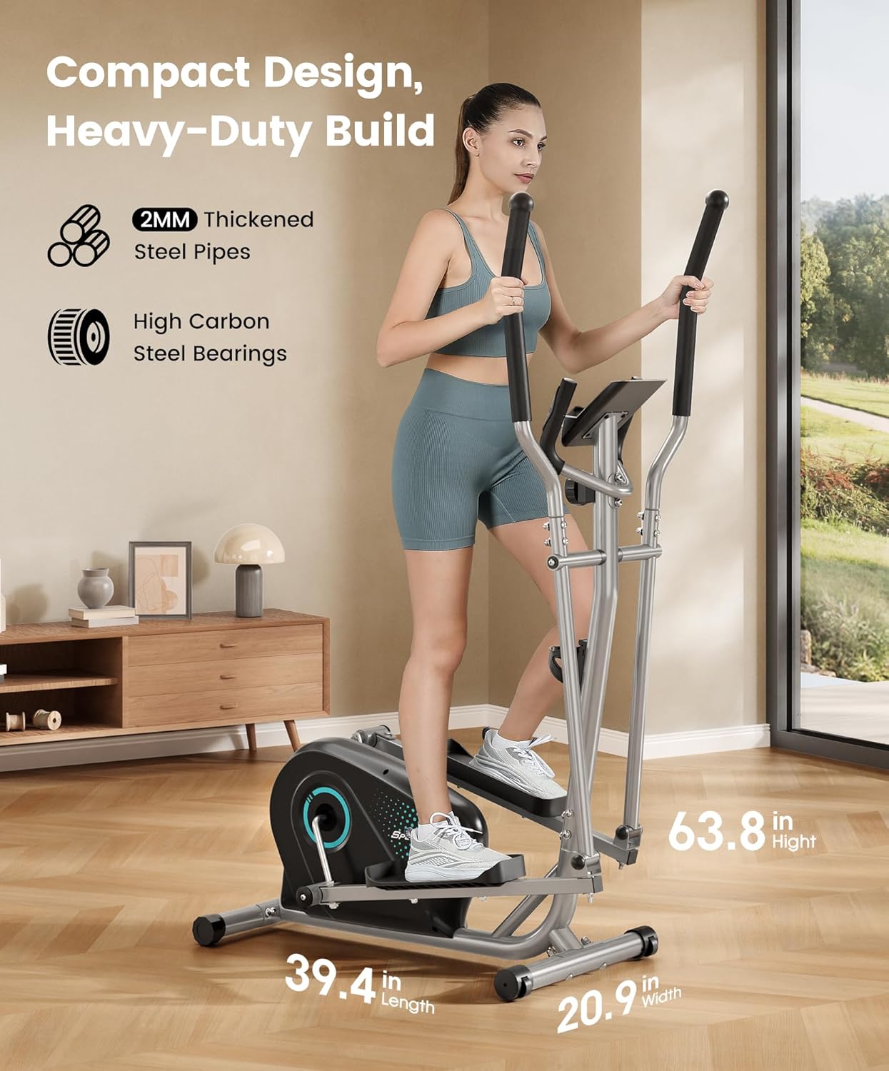 Dripex Elliptical Exercise Machine, Magnetic Elliptical Machine for Home, Hyper-Quiet Elliptical Training Machines w/ 6KG Flywheel, 16 Resistance Levels, Pulse Sensor, LCD Monitor - Image 7