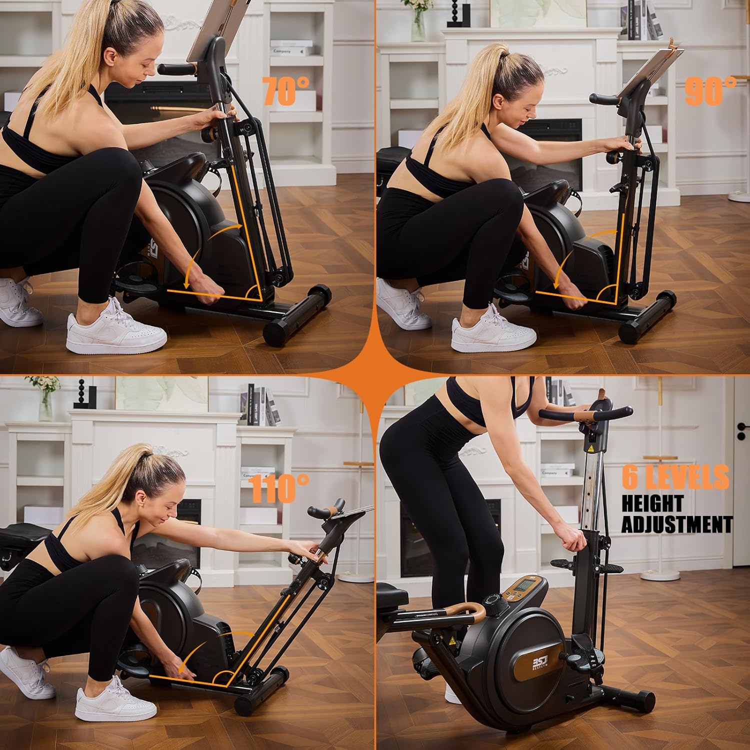 3 in 1 Rowing Machine, Dual Slide Rail 6-Level Adjustable Height with Max 350lb Weight Capacity, Home Fitness Rower for Full Body Workout, App Compatible - Image 7