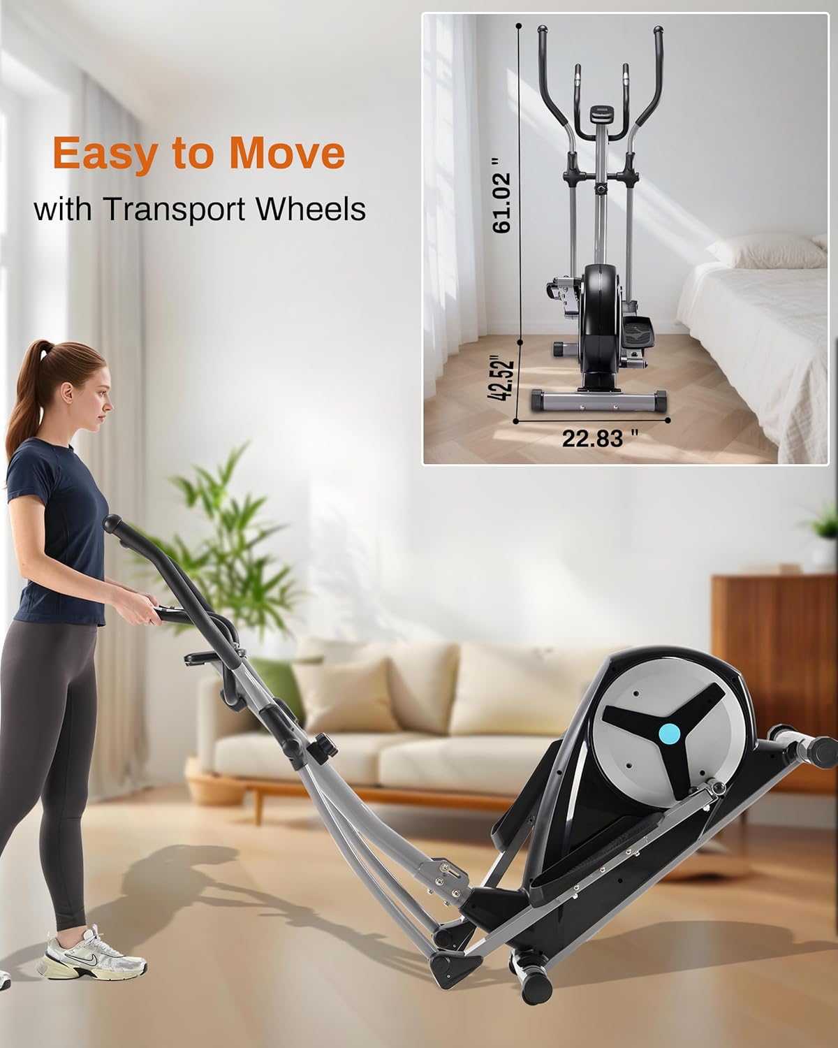 ECHANFIT Elliptical Exercise Machine, Hyper-Quiet Magnetic Elliptical Machine for Home, Elliptical Training Machines with 16 Resistance Levels, App Bluetooth, LCD Monitor, Pulse Sensor, Device Mount - Image 7