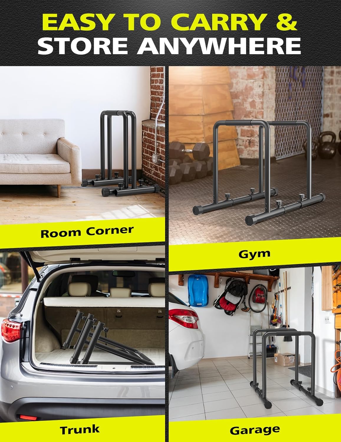 Dripex 1100lbs Adjustable Dip Bar Heavy Duty Steel Dip Station, Home Dip Stand with Two Safety Connectors, Parallel Bars Dip Equipment for Calisthenics, Strength Training - Image 7