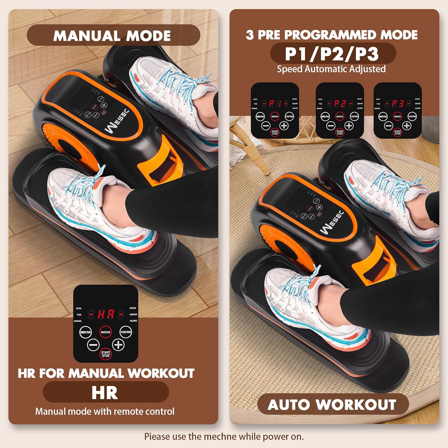 Under Desk Elliptical Machine, Electric Elliptical Training Machine w/Remote & 12 Speeds Level, Manual & Auto Mode, Elliptical Traier for Seniors Seated Pedal Exerciser for Home Office - Image 3