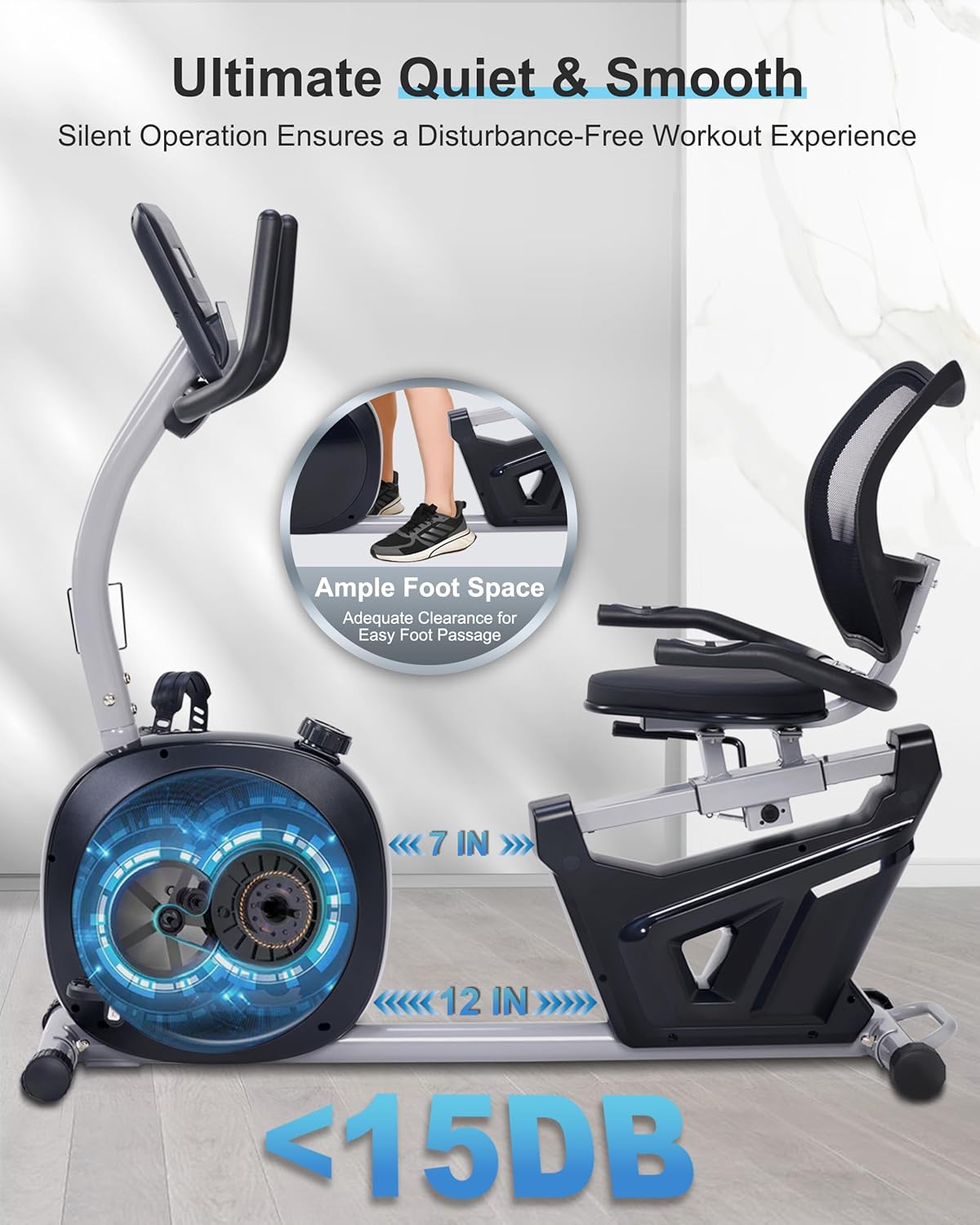 Recumbent Exercise Bike, Recumbent Bike for Home with Smart Workout APP - Recumbent Bikes with Ergonomic Backrest and Comfort Seat, 420LBS Weight Capacity, Larger Backlit Display - Image 5