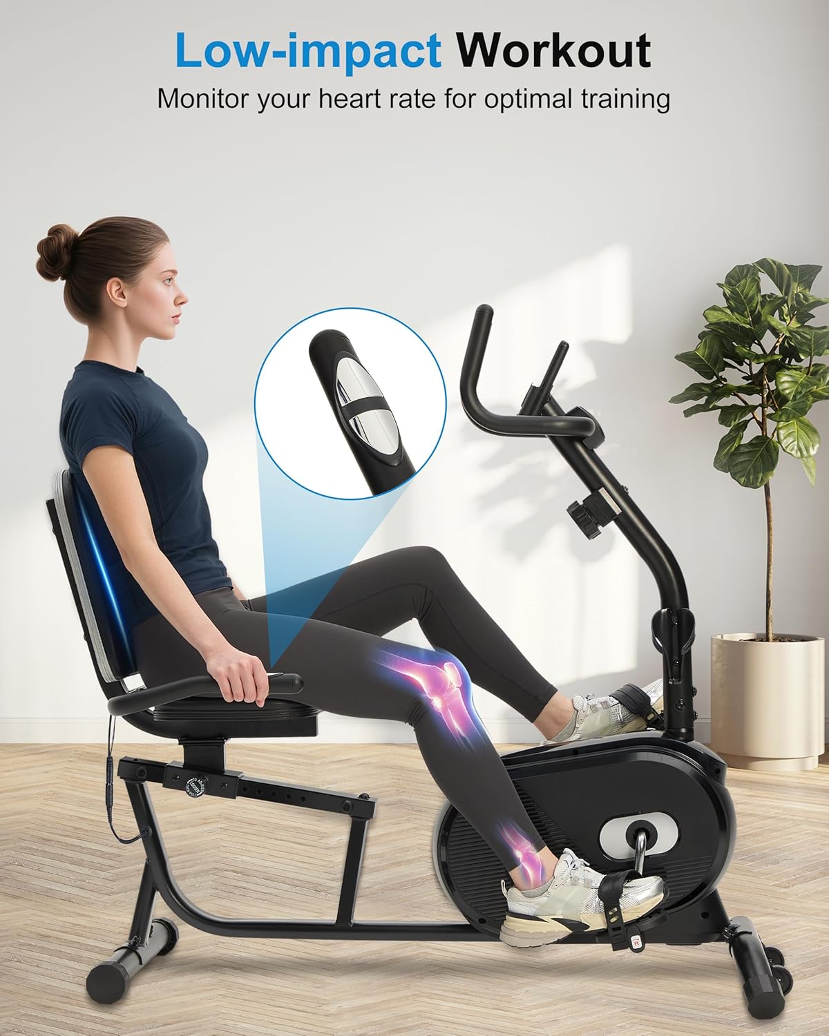 ECHANFIT Recumbent Exercise Bike for Home - 380LBS Weight Capacity, Exercise Bike with Smart Workout APP, 16-Level Magnetic Resistance, Backlit Display, Comfortable Seat - Image 7