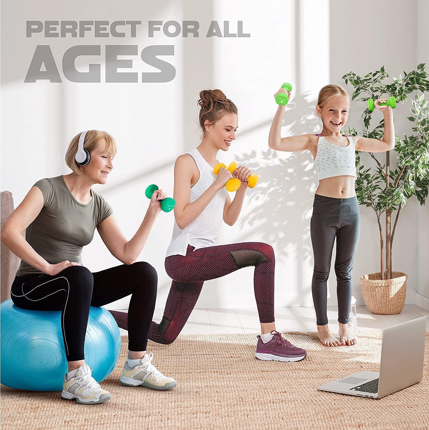Yes4All Neoprene Coated Dumbbell Hand Weight Sets - Multiple Weight Options with Rack, Anti-roll, Anti-Slip, Hexagon Shape - Image 5