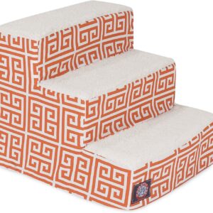 Majestic Pet 3 Step Portable Dog Stairs for Small Dogs to get on Bed Supports 250 lbs or Less – Dog Steps for High Bed with Machine Washable Cover –Pet Stairs for Cats Towers Orange