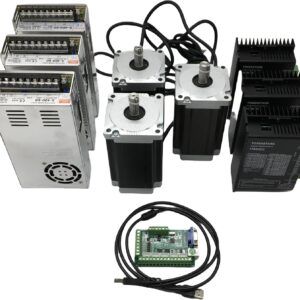 3 Axis CNC Controller Kit Nema 34 86mm Stepper Motor 4.5Nm 640oz.in 2-Phase 6A, Step Motor Driver, 400W 60V Power Supply, Mach3 Control Card for Machine Engraving Router