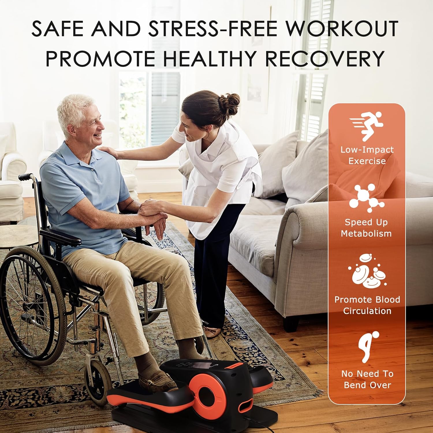 Under Desk Elliptical Machine, Ellipse Leg Exerciser While Sitting for Seniors, Ellipse Leg Exerciser as Seen on TV, Quiet & Portable Mini Seated Pedal Exerciser for Home Office Use - Image 2