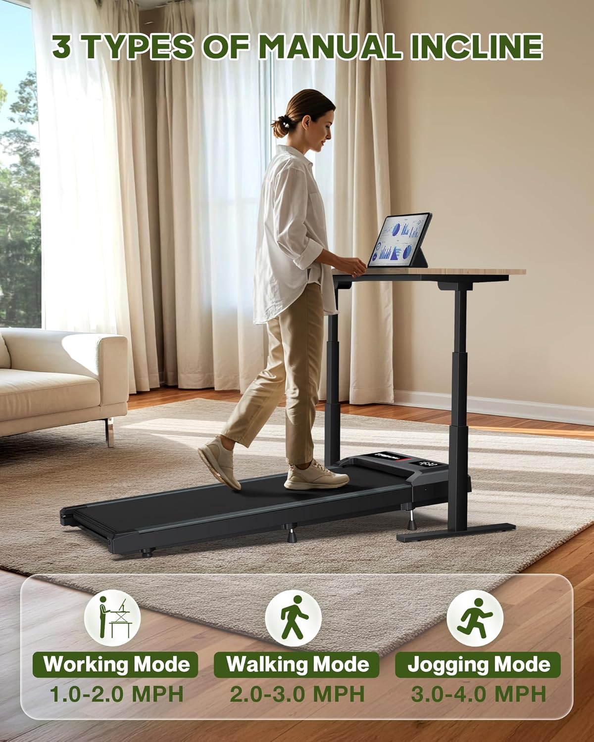 Walking Pad with Incline, Walking Pad Treadmill 300lb Capacity, Under Desk Treadmill Works with KINOMAP WELLFIT, 2.5HP Running Pad Small Treadmill for Home Office Apartment - Image 2