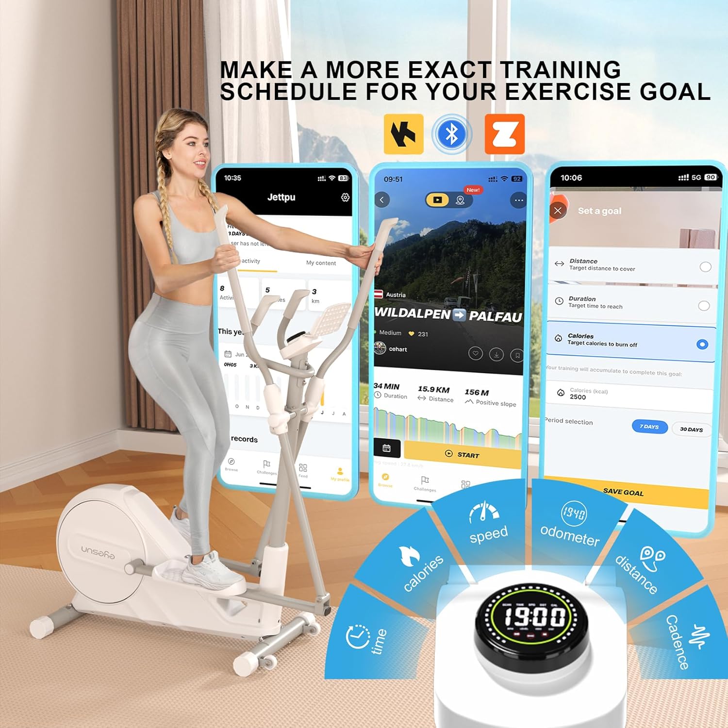 Elliptical Exercise Machine for Home,3-in-1Compact Training Machines with 16 Resistance Levels,14LB Flywheel,Low Impact Magnetic Cross Trainer,Quiet Portable Elliptical for Seniors&Small Spaces - Image 7