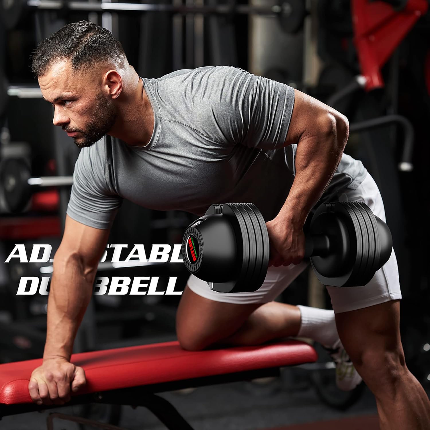 Adjustable Dumbbell,22LBS 44LBS 52LBS Dumbbell Set with Tray for Fitness, Fast Adjust Weight by Turning Anti-Slip Handle, Safety with 8 Lock Slots, Suitable for Men and Women - Image 8