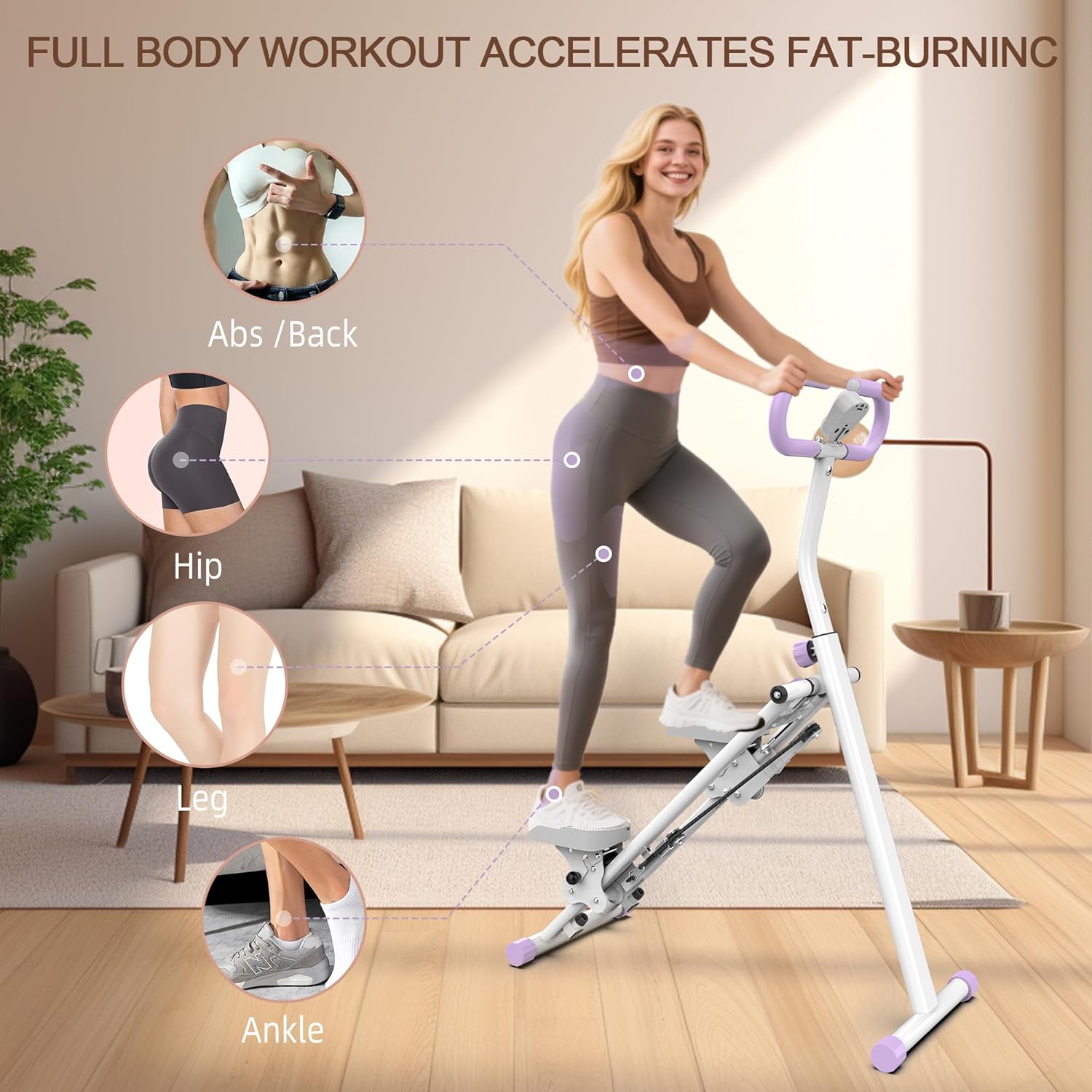Stair Stepper for Home, Folding Vertical Climber Workout Machine for Full-Body Exercise Stair Stepper with Stable Frame Adjustable Handlebar & Pedals - Image 7