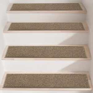 BEQHAUSE Stair Treads for Wooden Steps 28inX9in, Carpet Stair Treads Non Slip Indoor, Machine Washable Stair Runners for Kids Elders and Pets, Carpet for Stair Rugs Mat, TPE Backing, 15pcs, Taupe