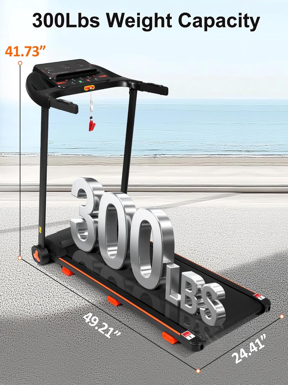 Merax Treadmill with Incline, 3.0HP Foldable Treadmills for Home with 15% Incline,7.5MPH 300 LBS Capacity Home Exercise Equipment Treadmills with Bluetooth and Heart Rate Sensors - Image 6