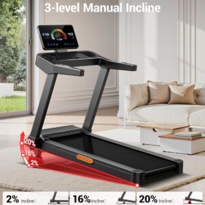 UMAY Fitness Treadmill with Incline, Foldable Compact Treadmills for Home with Pulse Sensors, Max 300/400 LBS Capacity, 3.0/3.5HP Quiet Brushless, Max 8.7 MPH