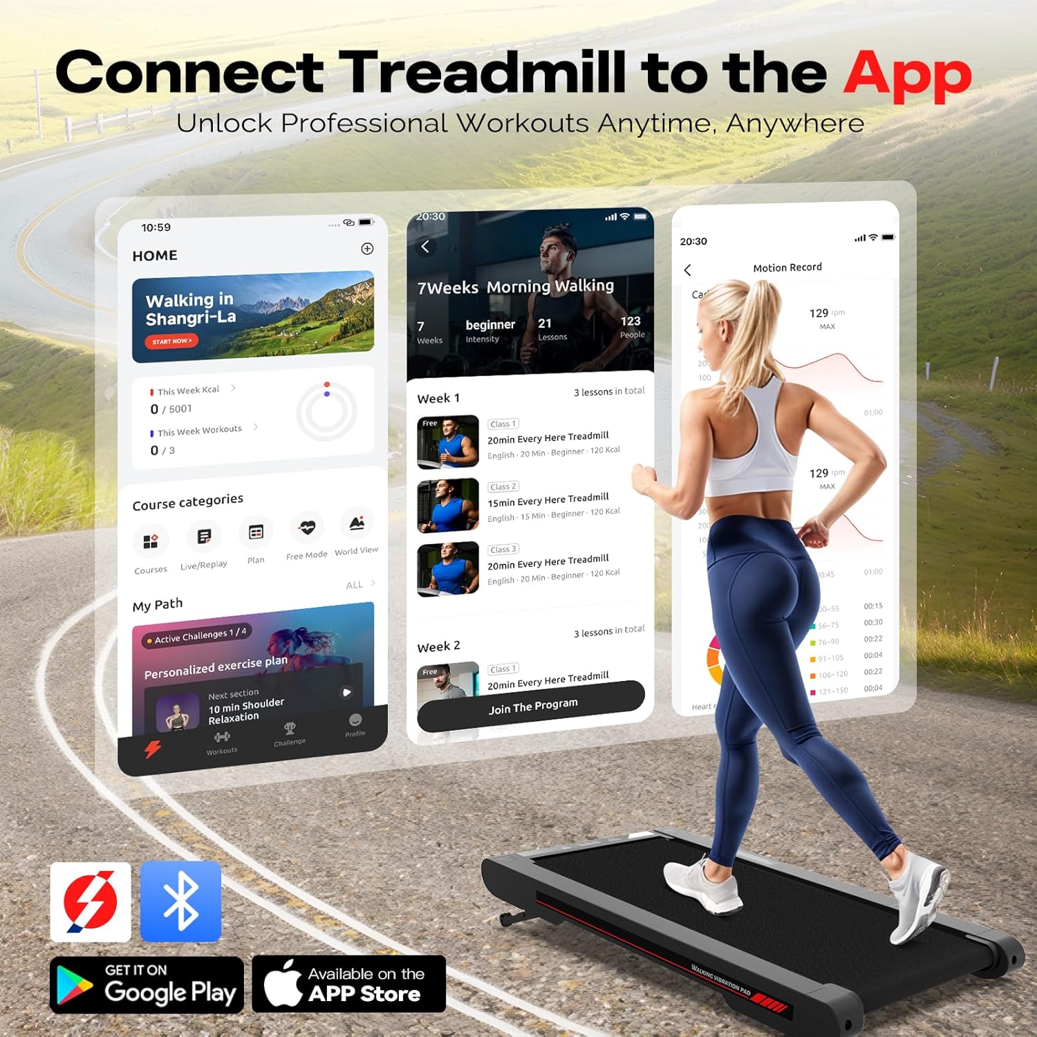 Sperax Walking Treadmill Pad with APP, 3 in 1 Under Desk Treadmill, 400W Low Noise Walking Vibration Pad with Remote Control,Portable Treadmills for Home Office - Image 2