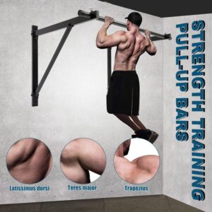ECOTRIC 46″ Wall Mounted Pull Up Chin Up Bar Heavy Duty Gym Workout Fitness Home Mount Fitness 500lbs
