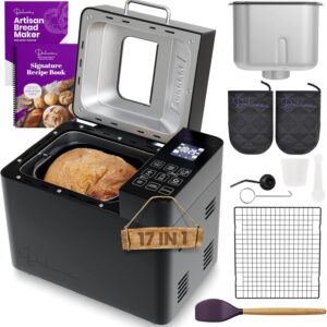 2LB Sourdough Bread Maker Machine for Home Bakery – 17 Program Gluten Free Bread Machine Maker with 15H Timer, 3 Loaf/Crust Sizes, Nut Dispenser – Aluminum Breadmaker Machines w/Recipe Book