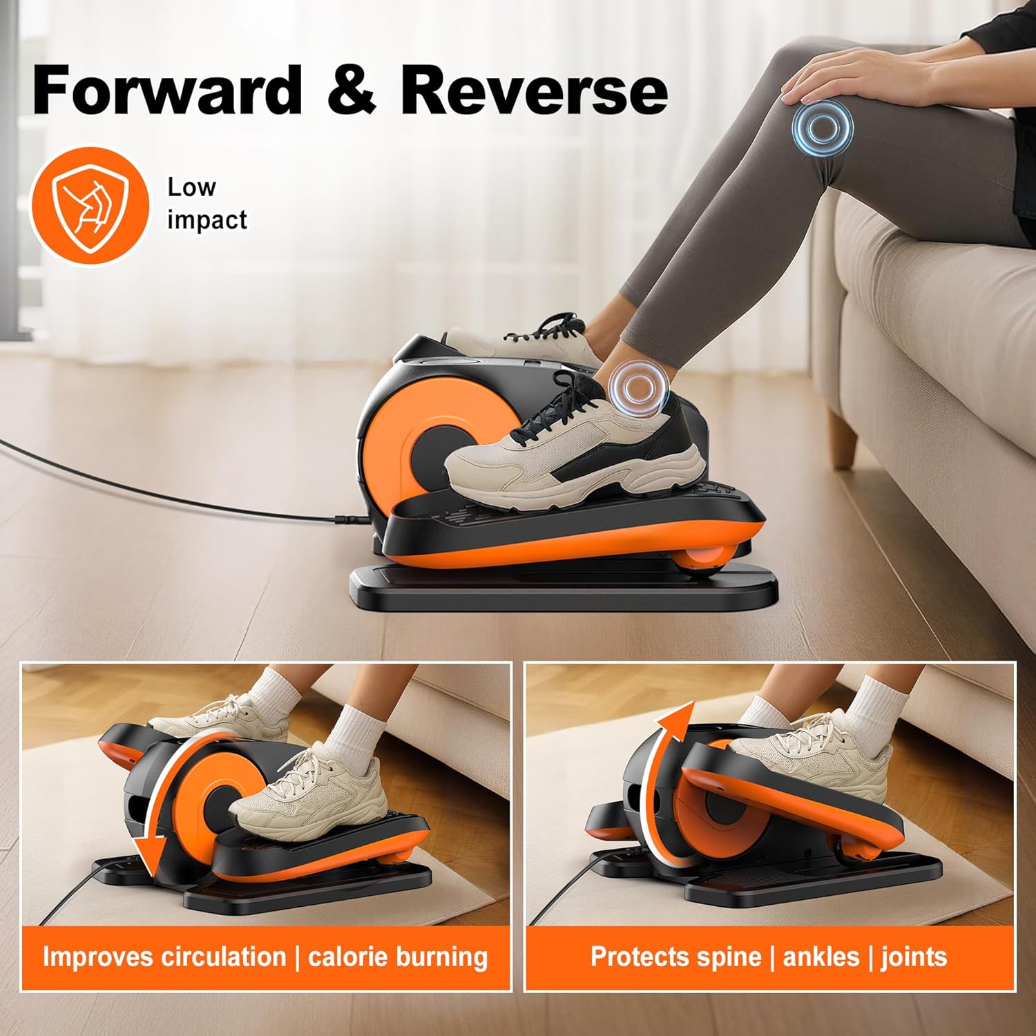 Under Desk Elliptical, Electric Leg Exerciser as Seen on TV for Seniors with 12 Adjustable Speed, Quiet Portable Electric Seated Pedal Exerciser Machine with Remote Control for Home Office - Image 6
