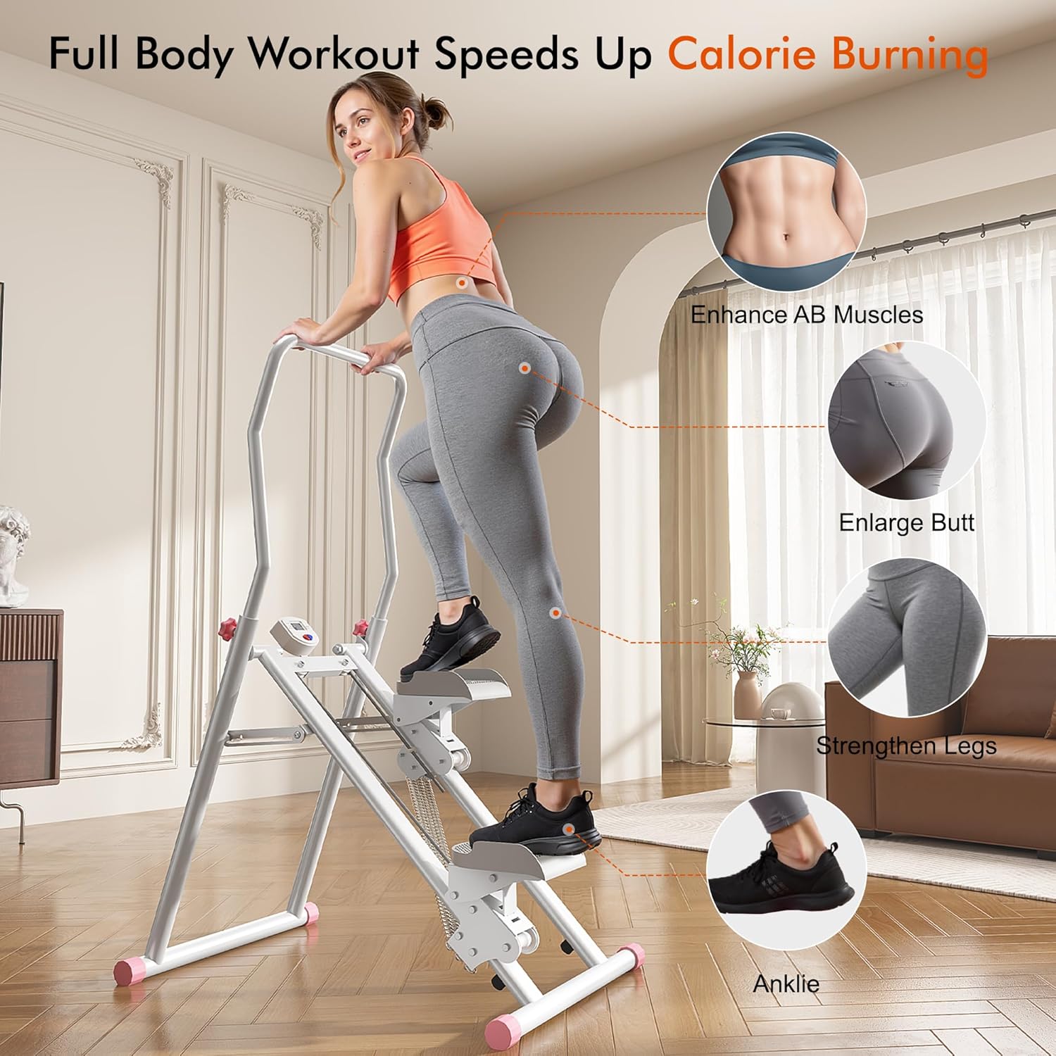 MOMODA Stair Stepper Resistance Adjustable Folding Vertical Climber Machine for Home Gym Full-Body Workout - Image 3