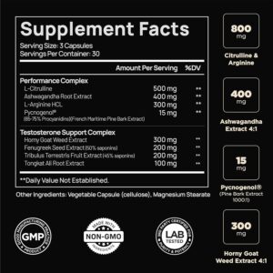21,800mg Testosterone Booster for Men 8X Strength w. Ashwagandha, Tongkat Ali, Pycnogenol, Tribulus – Total T Testosterone Supplement for Men Male Enhancing Libido Test Booster + Muscle Builder Pills