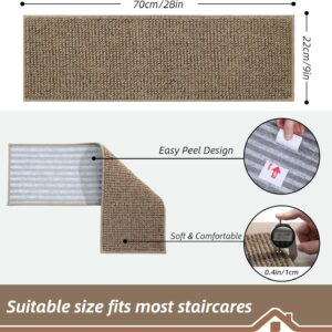 BEQHAUSE Stair Treads for Wooden Steps 28inX9in, Carpet Stair Treads Non Slip Indoor, Machine Washable Stair Runners for Kids Elders and Pets, Carpet for Stair Rugs Mat, TPE Backing, 15pcs, Taupe