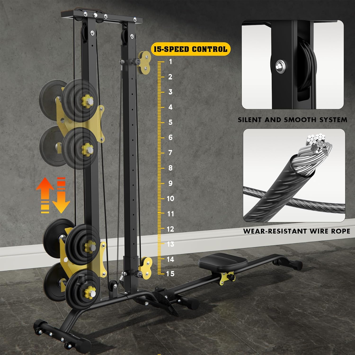 Multi-Functional Cable Station LAT Pull Down Machine Low Row Cable & Rowing Machine Workout Combo for Home Gym - Image 6