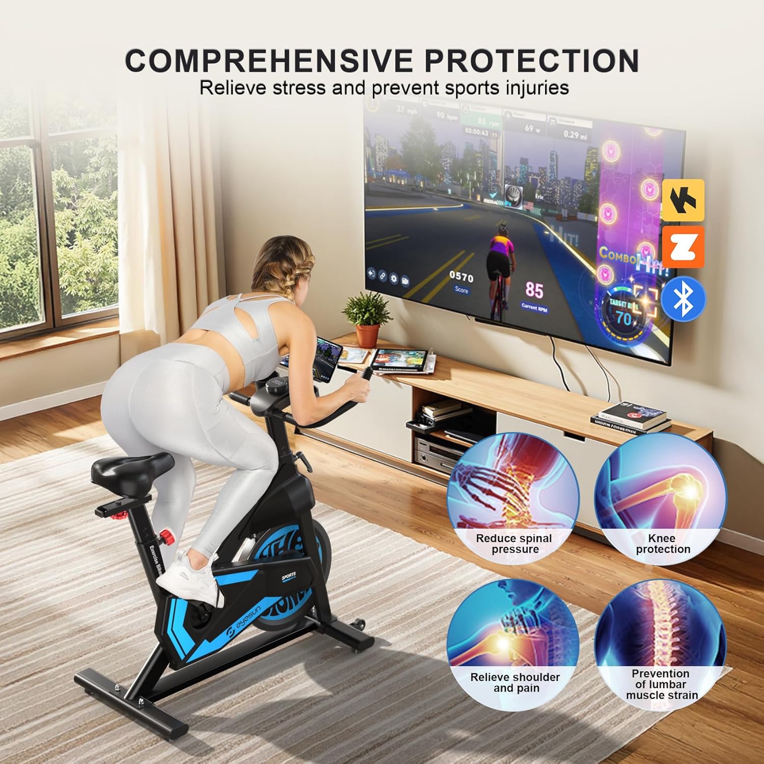 Exercise Bikes for Home,Indoor Cycling Bike with Adjustable Magnetic,Brake Pad Resistance Silent Belt Drive,330lbs Weight Capacity &Upgraded Version Seat for Home Cardio&Weight Loss - Image 6