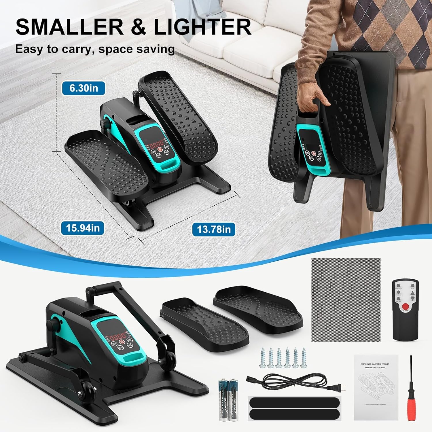 VIVURN-018 Under Desk Elliptical 5 Mode 12 Speed Low Impact Mini Electric Leg Exerciser As Seen on TV While Sitting for Seniors with Non-Slip Mat Quiet&Portable Seated Elliptical for Home and Office - Image 6