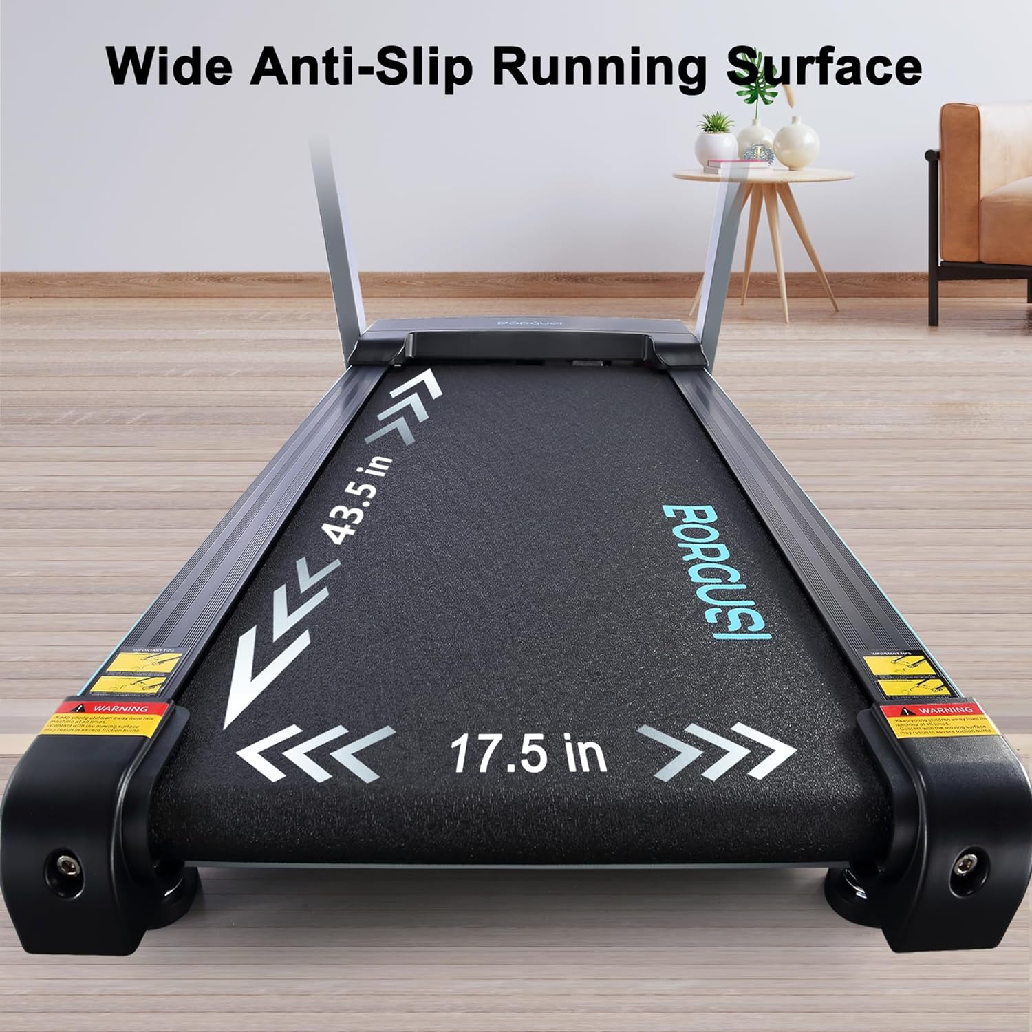 Auto Incline Treadmill with 300 LBS Capacity, 17.5" Wide 3 HP Folding Electric Treadmill Max 8.5 MPH Speed, Running Machine with Bluetooth Speaker & LCD Display for Home Use - Image 3