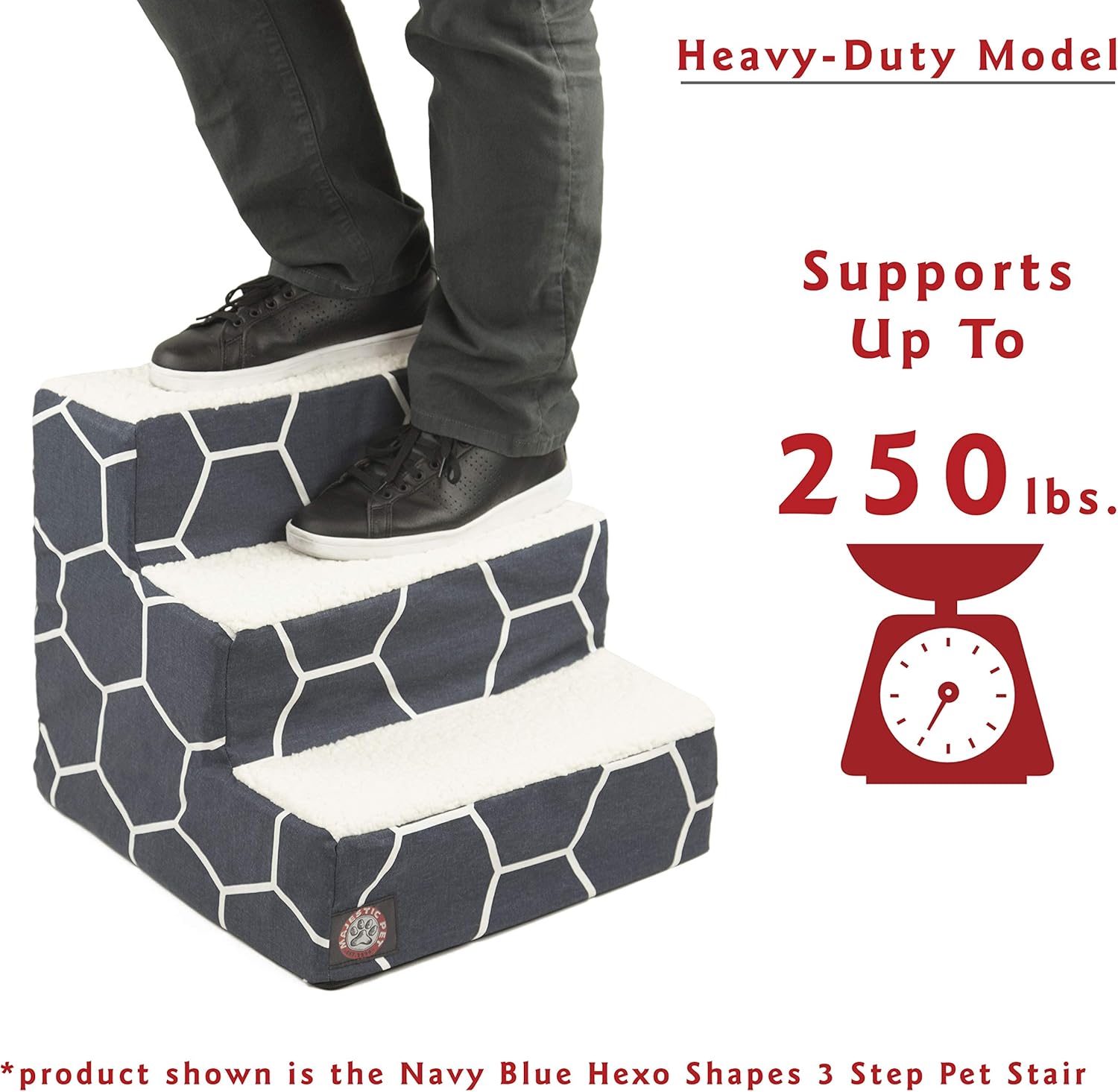 Majestic Pet 3 Step Portable Dog Stairs for Small Dogs to get on Bed Supports 250 lbs or Less – Dog Steps for High Bed with Machine Washable Cover –Pet Stairs for Cats Towers Orange - Image 2