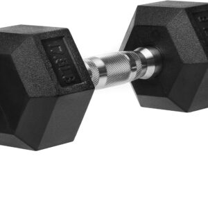 Hex Dumbbells Rubber Coated Cast Iron Hex Black Dumbbell Free Weights for Exercises