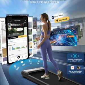 COZYINN Walking Pad with Handlebar, 10% Incline Under Desk Treadmills for Home Office Small,Quiet 2.5HP Voice Remote Control Portable Treadmills Work with WELLFIT KINOMAP,Small Walking Jogging Machine