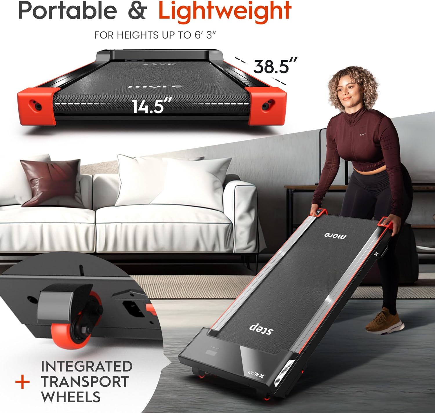 REVO Walking Pad Treadmill for Home with Remote | Portable Under Desk Treadmills with 0.5-4mph Speed Range | Backed by 2 Year Promise - Image 4