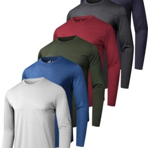 6 Pack Men’s Quick Dry Long Sleeve Shirts UPF 50+ UV Sun Protection SPF Shirt Moisture Wicking T-Shirt for Casual Workout