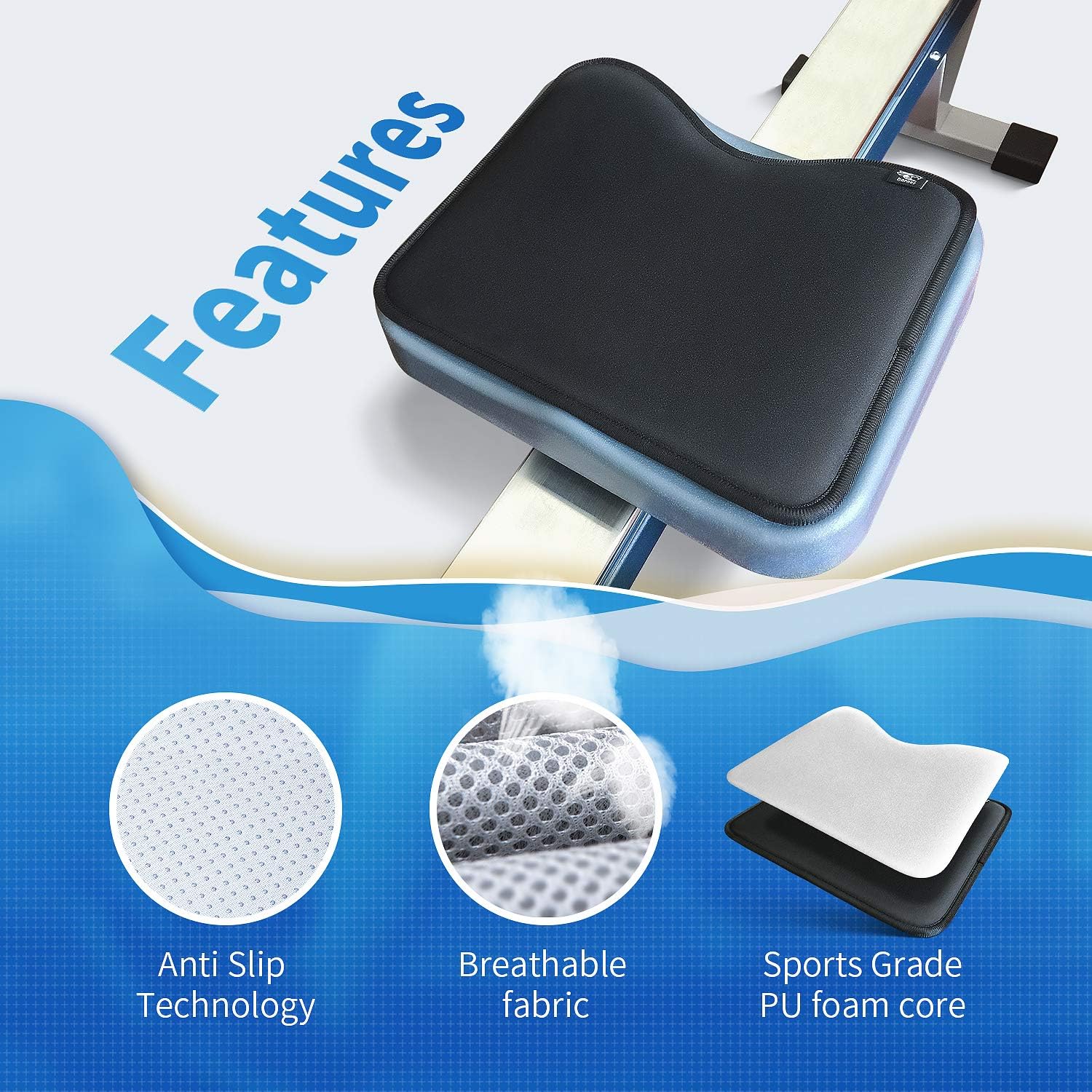 Rowing Machine Seat Cushion fits Perfectly Over Concept 2 Rower - Rower Seat Cushion Compatible with Hydrow, Concept2 and Other Row Machines - Rowing Accessories and Seat Pad - Image 3