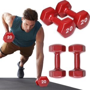 SPRI Dumbbells Hand Weights Set of 2 – Vinyl Coated Exercise & Fitness Dumbbell for Home Gym Equipment Workouts Strength Training Free Weights for Women, Men (1-10 Pound, 12, 15, 18, 20 lb)