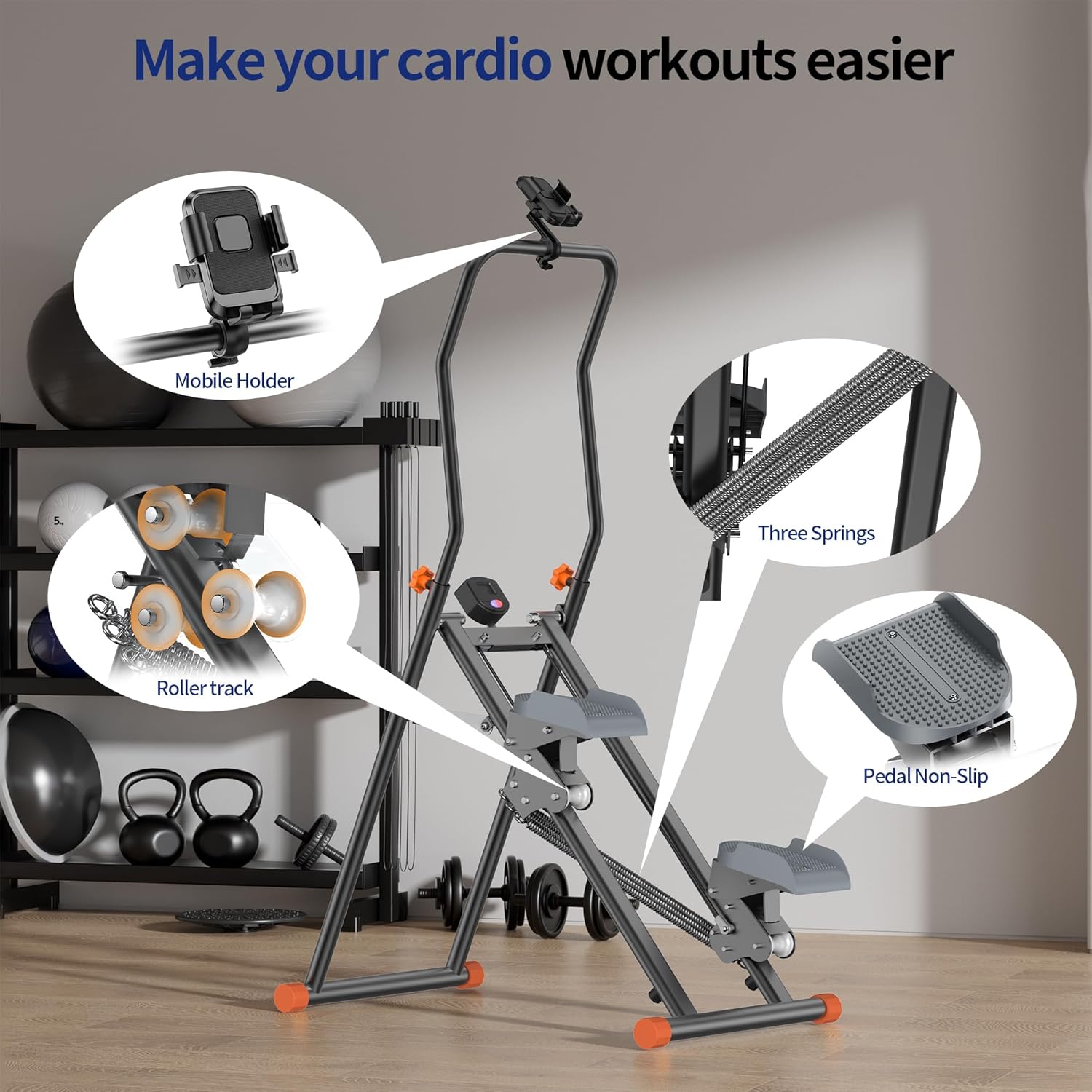 Stair Steppers with Resistance at Home Gym, Folding Vertical Climber Cardio Exercise Machine, Stair Climber for Full Body Workout with LED Display - Image 5