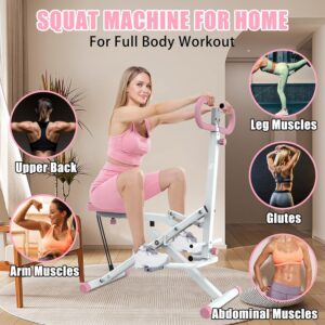 Squat Machine for Home – Exercise Machine with Adjustable Resistance Bands Row-N-Ride Squat Assist Trainer for Glutes & Ab Back Legs Workout