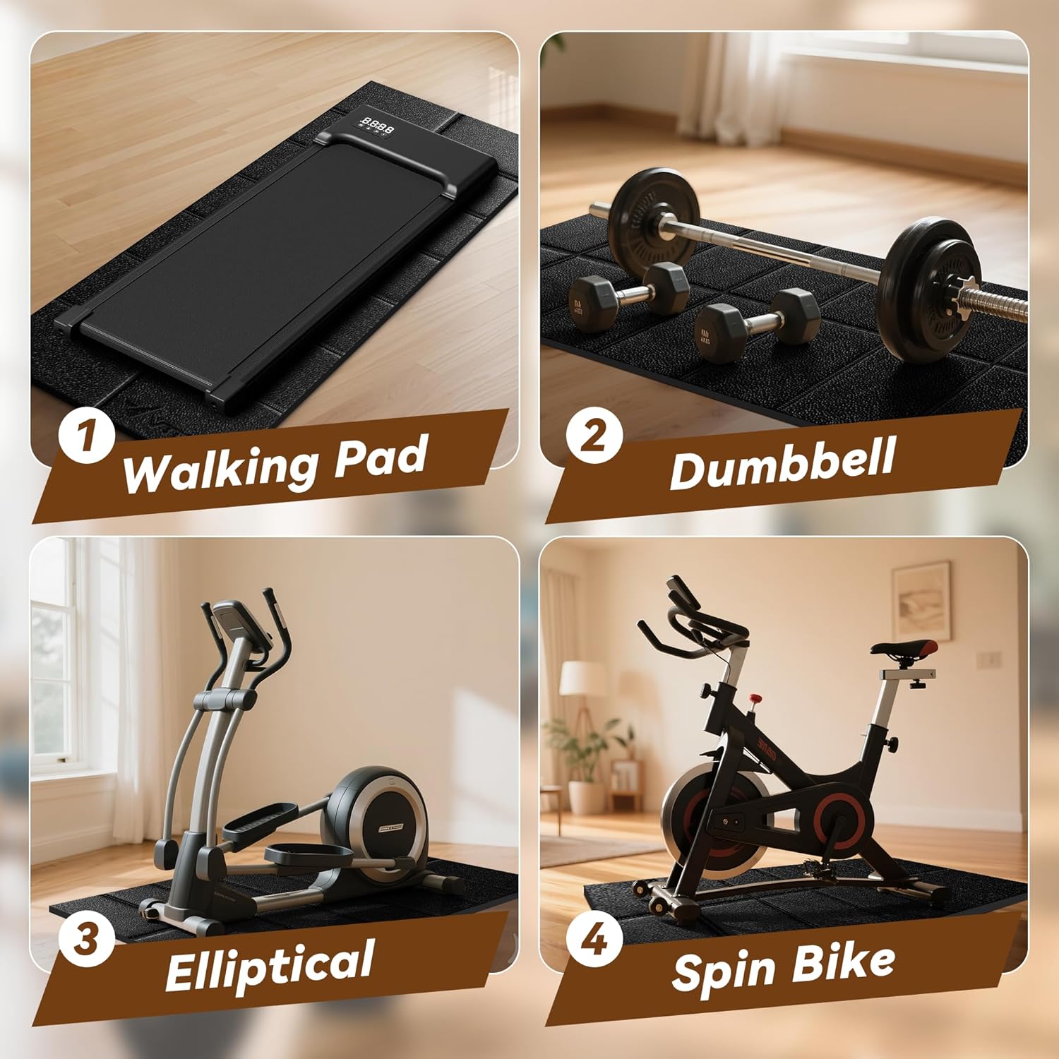 Walking Pad Mat for Carpet, Treadmill Mat for Hardwood Floors, Bike Mat Compatible with Peloton β Non-Slip Exercise Mat, Shock Absorbing & Floor Protection for Home Gym Use - Image 3