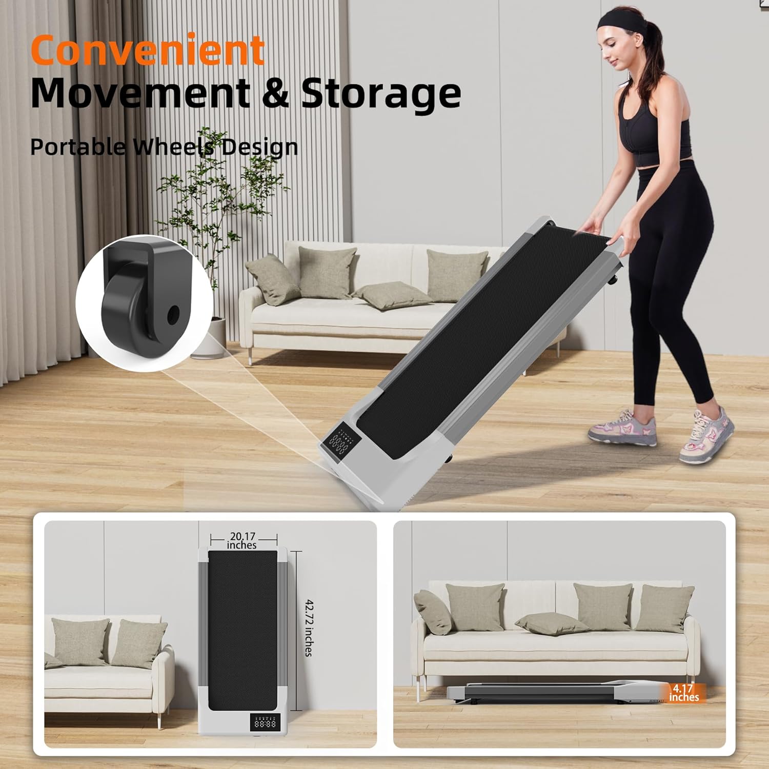DeerRun 2025 Upgrade Walking Pad, Smart Under Desk Treadmill for Home Office, No-Assembly Treadmills with APP and Remote Control, LED Display, 2.5 HP Quiet Walking Jogging Machine, 300 lbs Capacity - Image 3