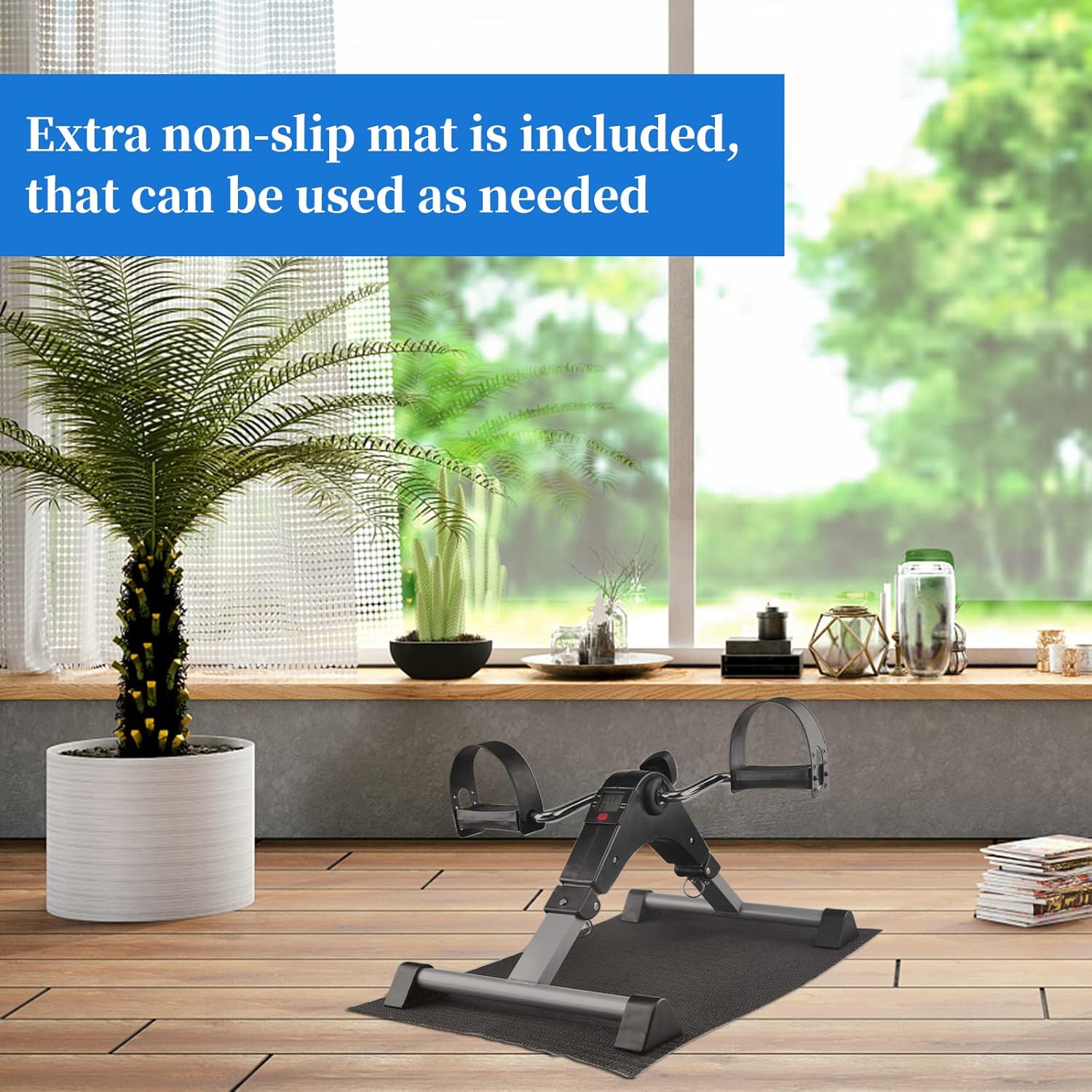 Under Desk Bike Pedal Exerciser, Portable Foldable Mini Stationary Exercise Bike for Home, Rehabilitation Peddler Machine - Image 4