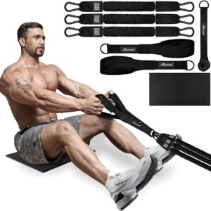 HPYGN Rowing Resistance Bands, Best Replacement for Rowing Machine, Home Gym Workout Equipment for Arms, Shoulders, Core, Back, Glutes and Legs, Rowing Workout, Cardio, Low-Impact, Portable Home Gym