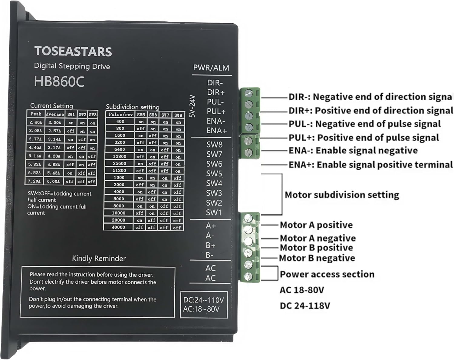 3 Axis CNC Controller Kit Nema 34 86mm Stepper Motor 4.5Nm 640oz.in 2-Phase 6A, Step Motor Driver, 400W 60V Power Supply, Mach3 Control Card for Machine Engraving Router - Image 5