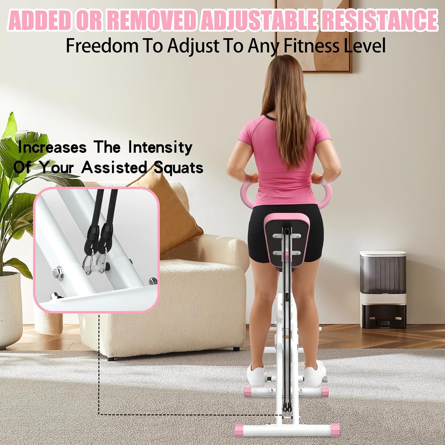 Squat Machine for Home - Exercise Machine with Adjustable Resistance Bands Row-N-Ride Squat Assist Trainer for Glutes & Ab Back Legs Workout - Image 5